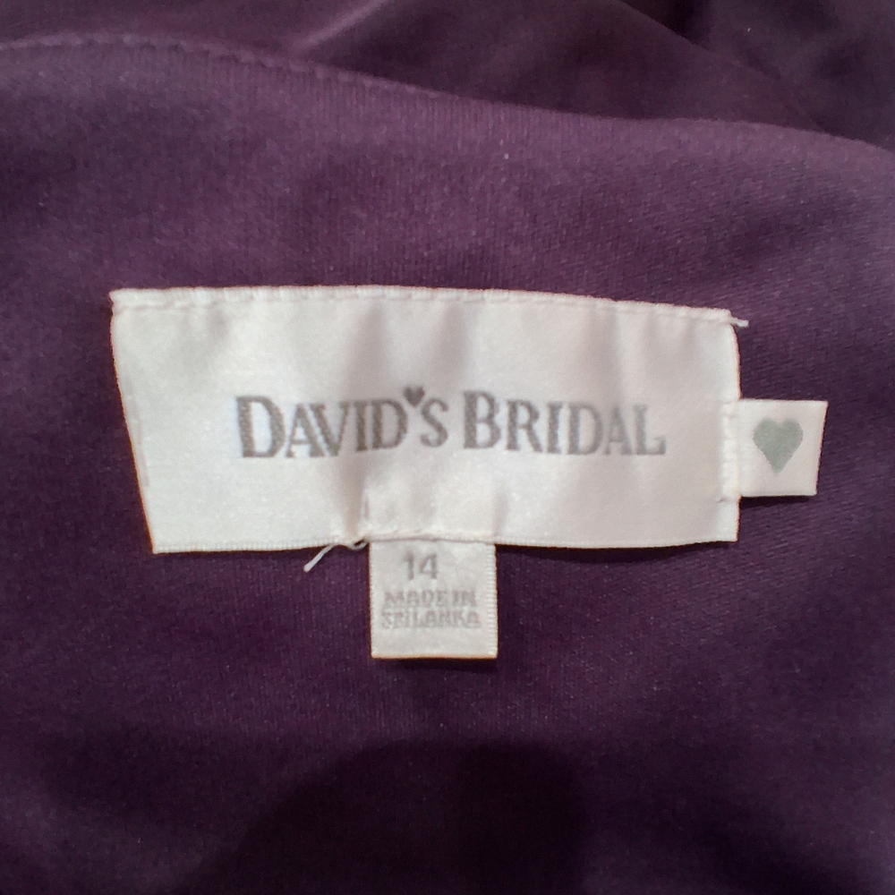 David's Bridal Deep Plum Maxi Dress with Draped Front - Picture 4 of 8
